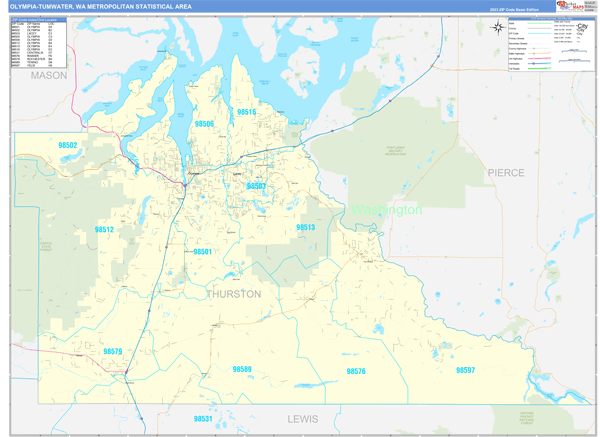 Olympia-Tumwater Metro Area Wall Map